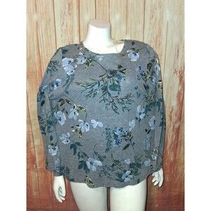 Croft & Barrow Gray Floral 3/4 Sleeve Blouse Sz 0X